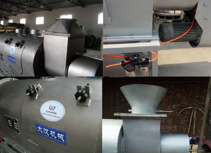 氣旋篩：電機，進料口，氣壓裝置等特寫圖片